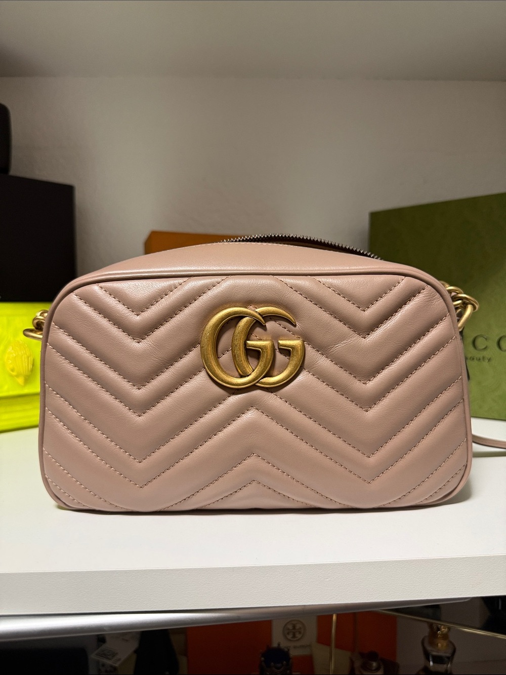 Gucci Blush Pink GG Chevron Matelassé Crossbody Bag